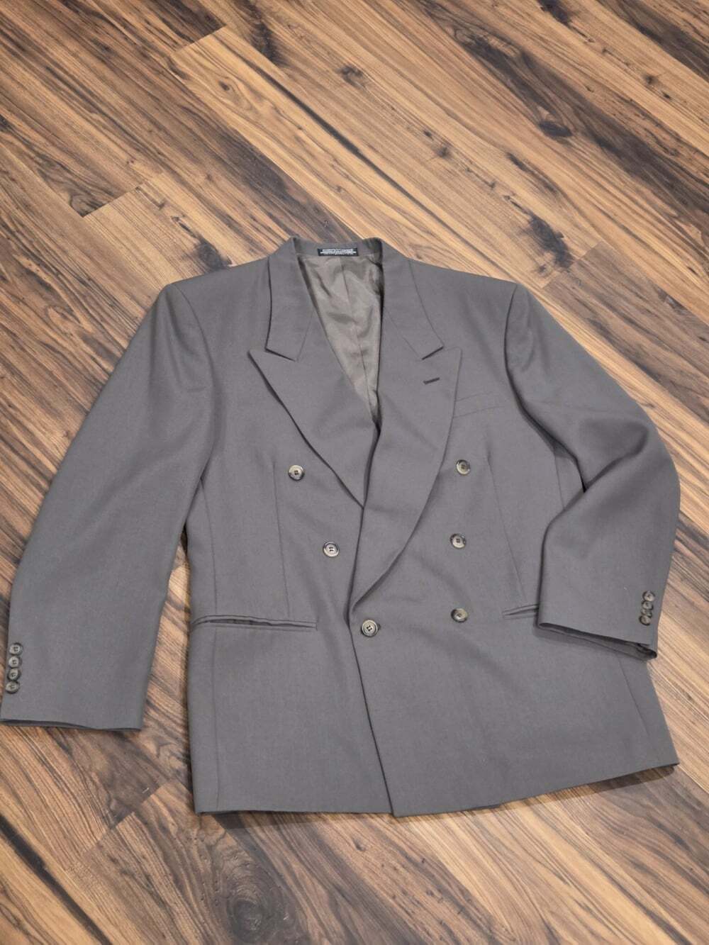 Vtg City Streets Men's 42R Brown Double Breasted Wool Blend Suit Blazer Jacket